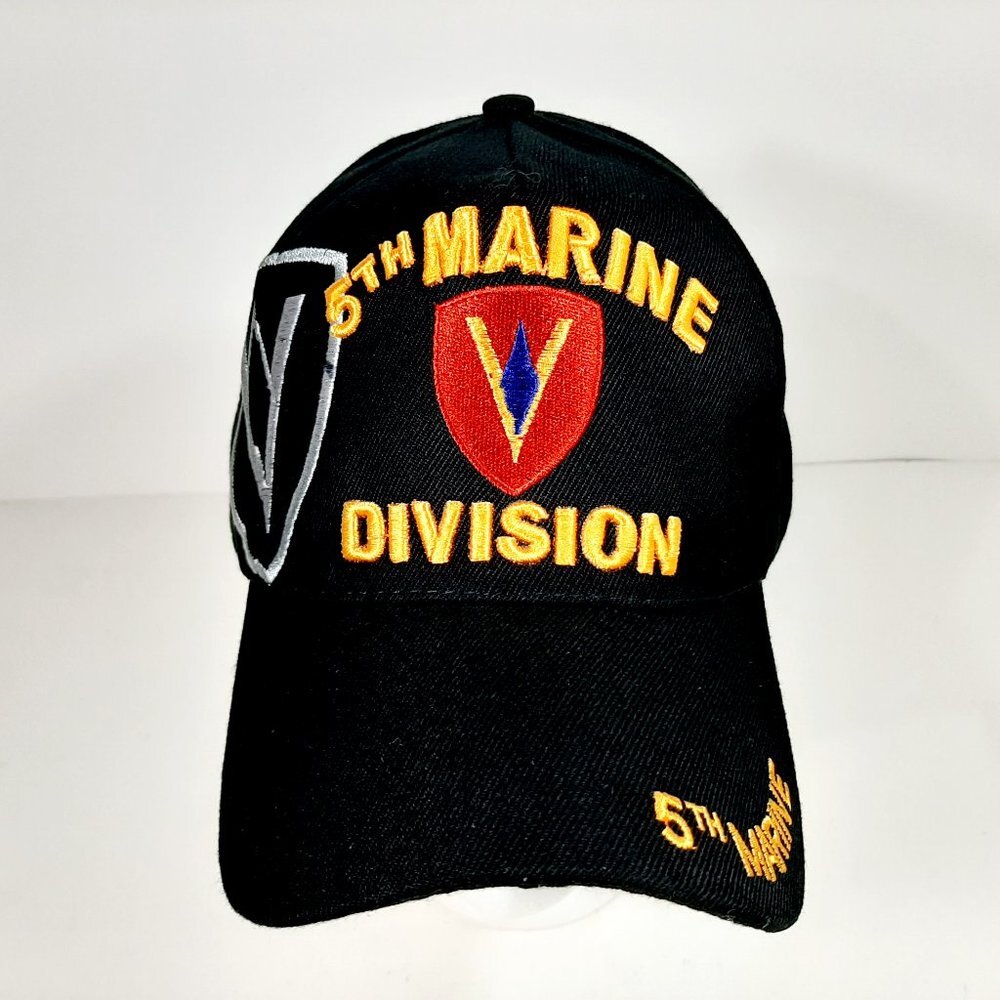 5th Marine Division Men's Ball Cap Hat Black Embro